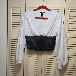 Love By Design White and Black Blouse